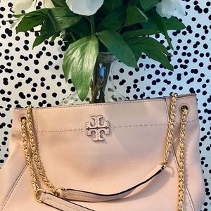 Tory Burch Light Pink Tote with Gold Chain